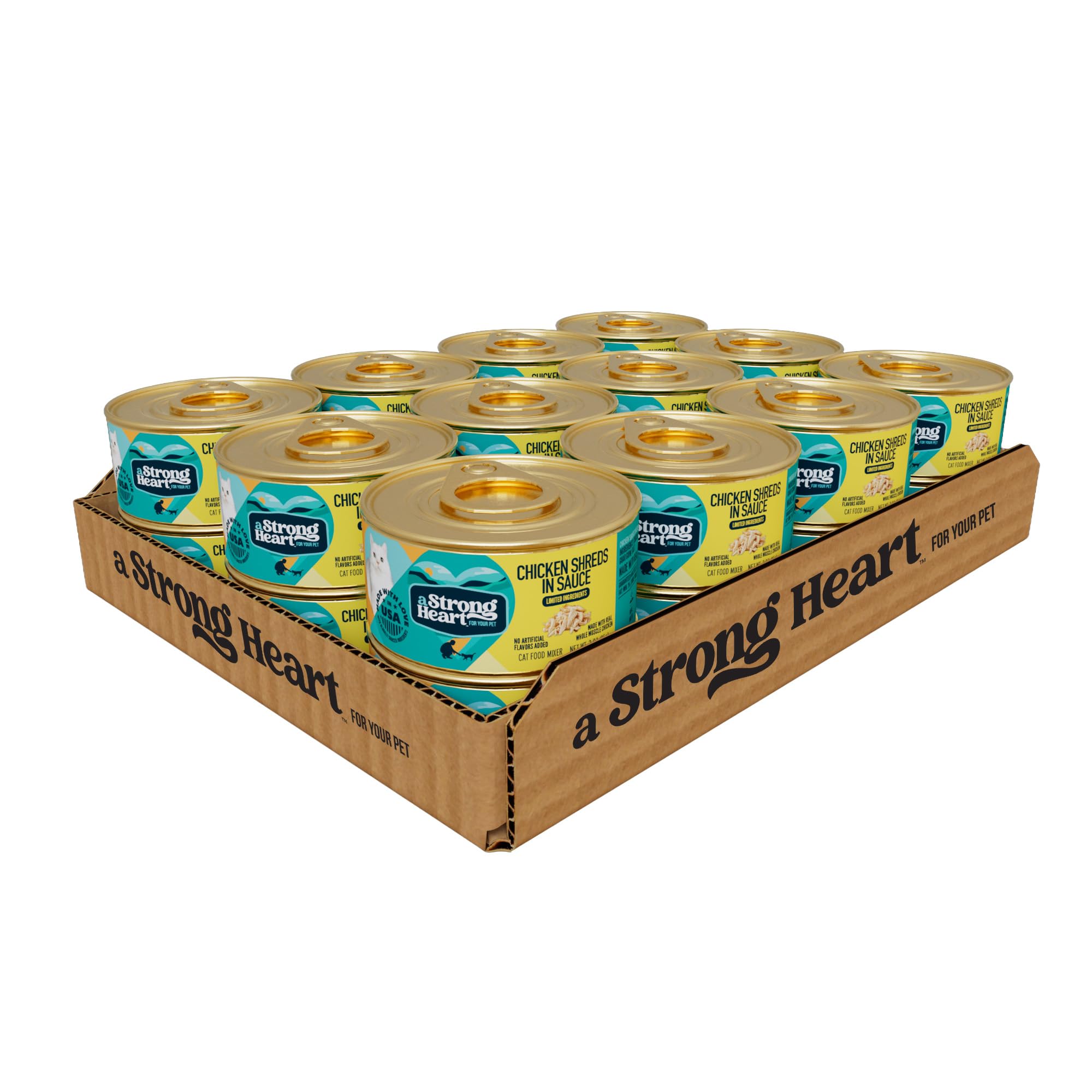 A Strong Heart Chicken Shreds in Sauce Cat Food Topper, 3oz, 24pk