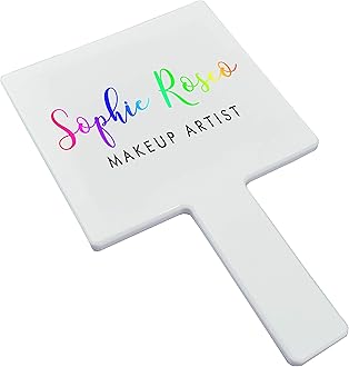 Handheld Makeup Mirror (White) - FREE PERSONALISATION - for Makeup Artists, Salon, Barber Shops, Hairdressing, Dental Offices