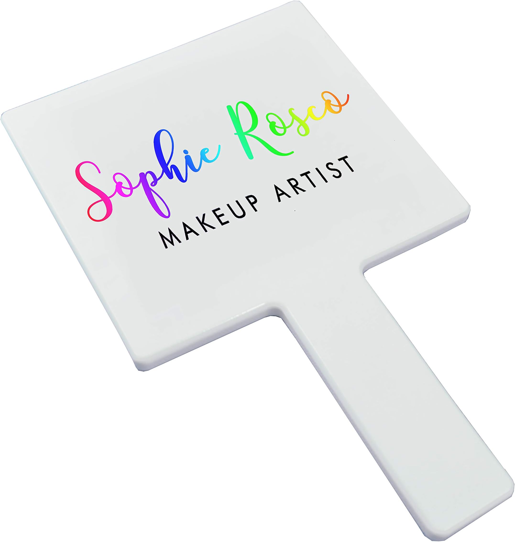 Handheld Makeup Mirror (White) - FREE PERSONALISATION - for Makeup Artists, Salon, Barber Shops, Hairdressing, Dental Offices