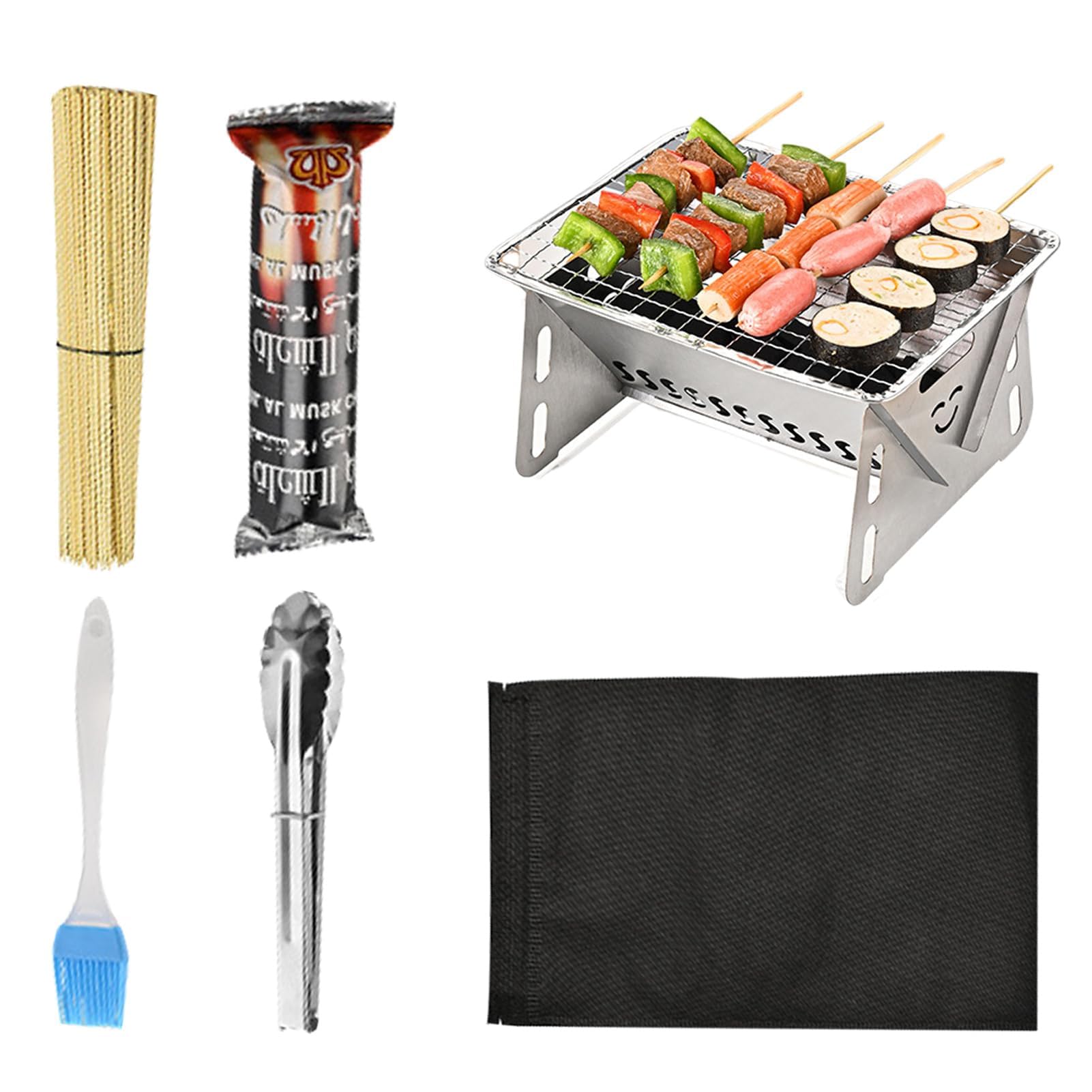 Lekki wielofunkcyjny grill kempingowy – idealny do grillowania na świeżym powietrzu, ogrodu, tarasu, ogniska, podróży, na plażę, wędrówki i pikniki – przenośny i łatwy w użyciu