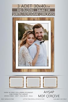 yhfoto 3 Adet 30x40  er eve Ah ap-Beyaz  eritli  er eve Mdf A3  er eve Pvcli  er eve Kahverengi 300 x 400