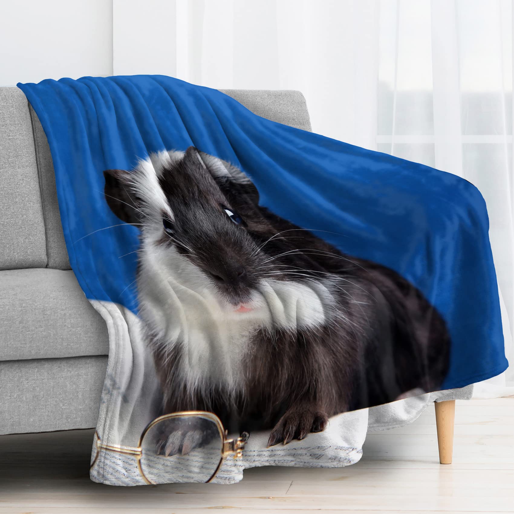 Plaid canape chaud et doux mignon 3D couverture cochon d'inde pour la maison