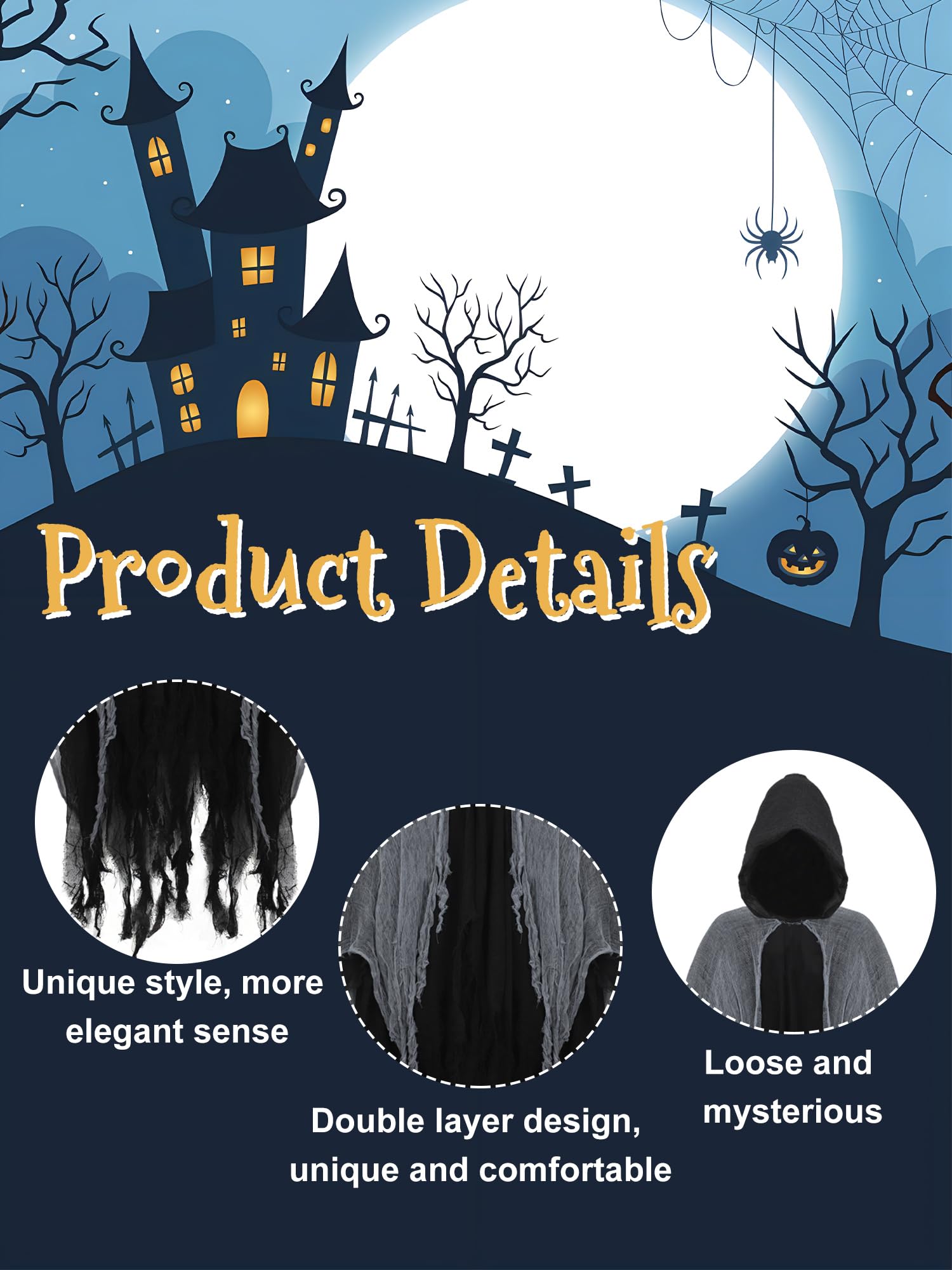 Augisteen Halloween Mittelalter-Umhang mit Kapuze Renaissance Kapuzenumhang Robe Schwarzer Umhang Halloween Mittelalter Kostüme für Erwachsene Halloween Kostüme Requisiten