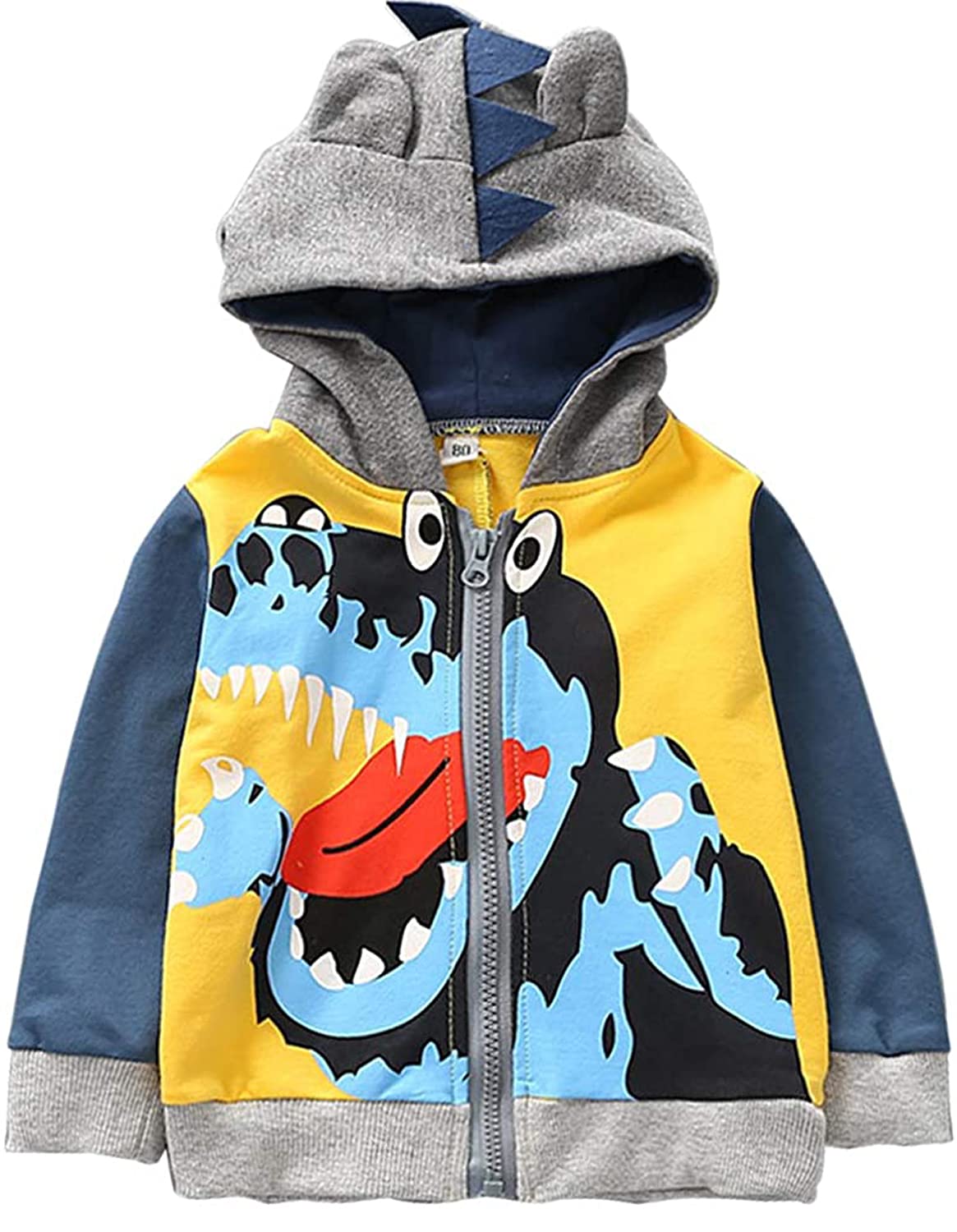 Boys Hoodie Dinosaur Digger Sweat Jacket Hooded Jacket Sweatshirt