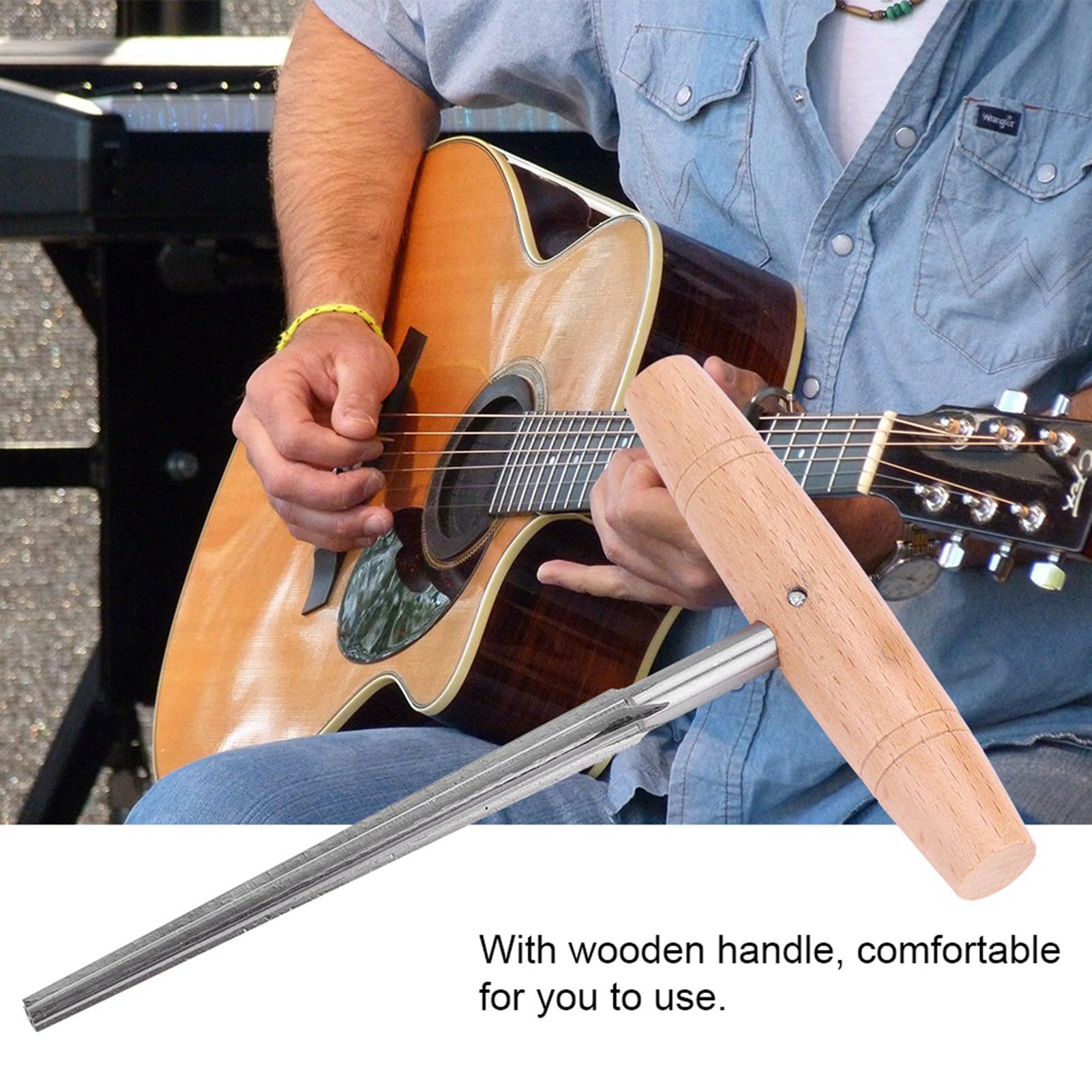 Herramienta Escariadora de Agujeros para Clavija de Cola de Guitarra con de Madera, Duradera y Portátil, para Amantes de la Guitarra DIY, Incluye Funda de Plástico