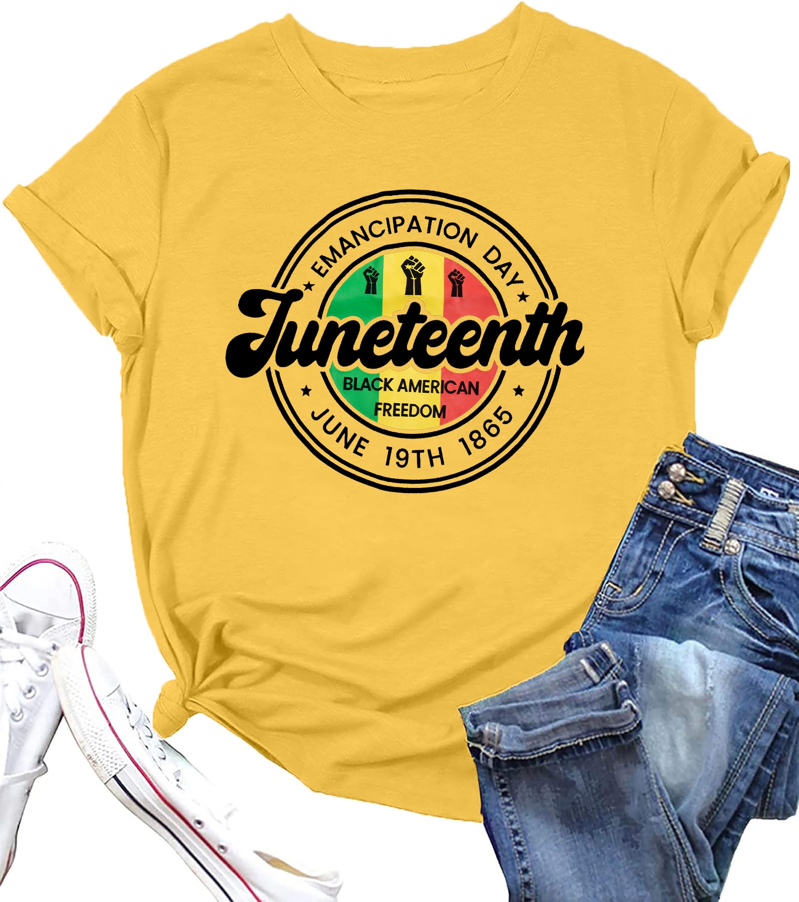Juneteenth T-Shirt Black History Shirts: African American Tees – Damen Freedom Shirt 1865 Emancipation Day Tops