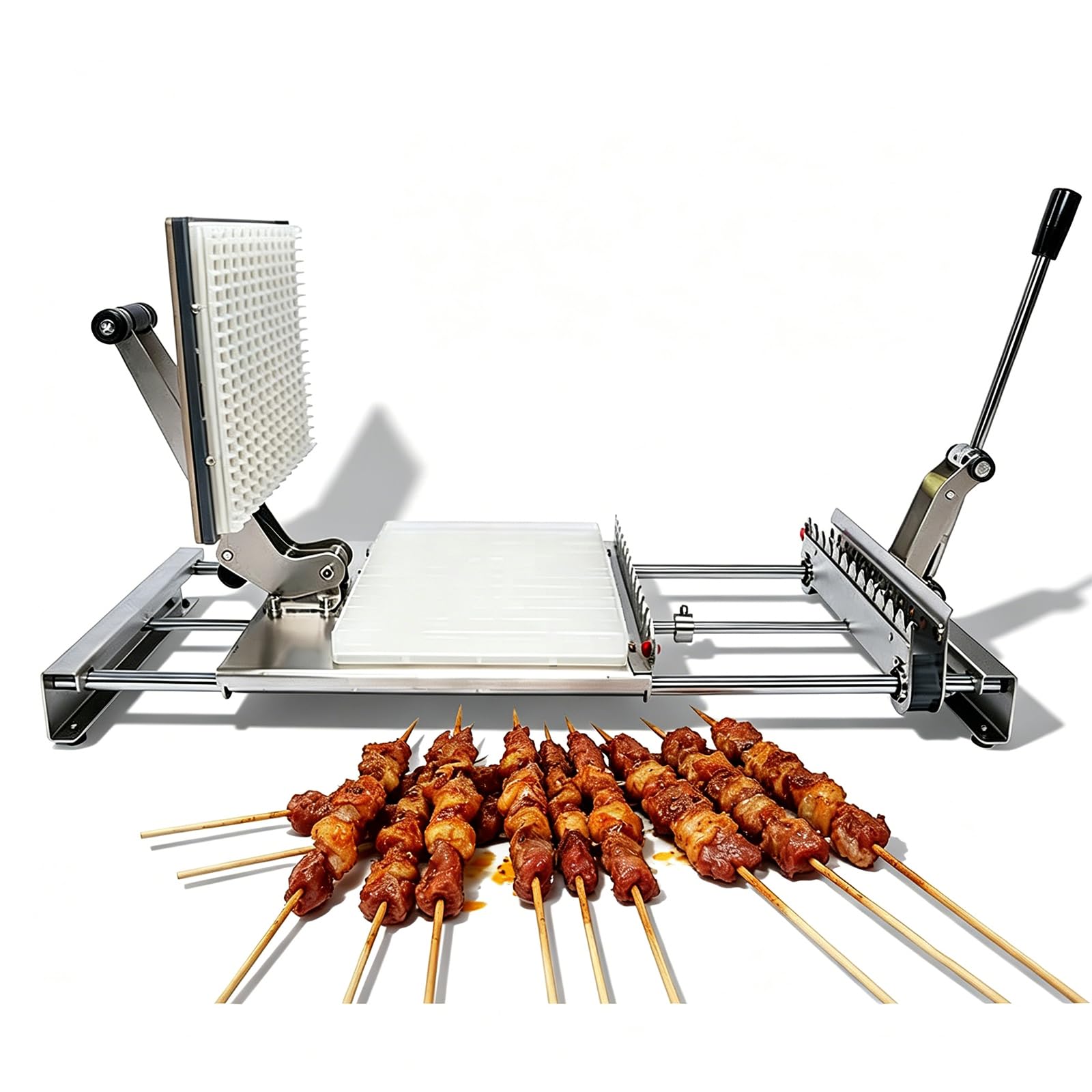 Pincho de carne de acero inoxidable, herramienta manual de barbacoa para pinchos 8/12, diseño ajustable para bambú/metal, ideal para picnic al aire libre y camping