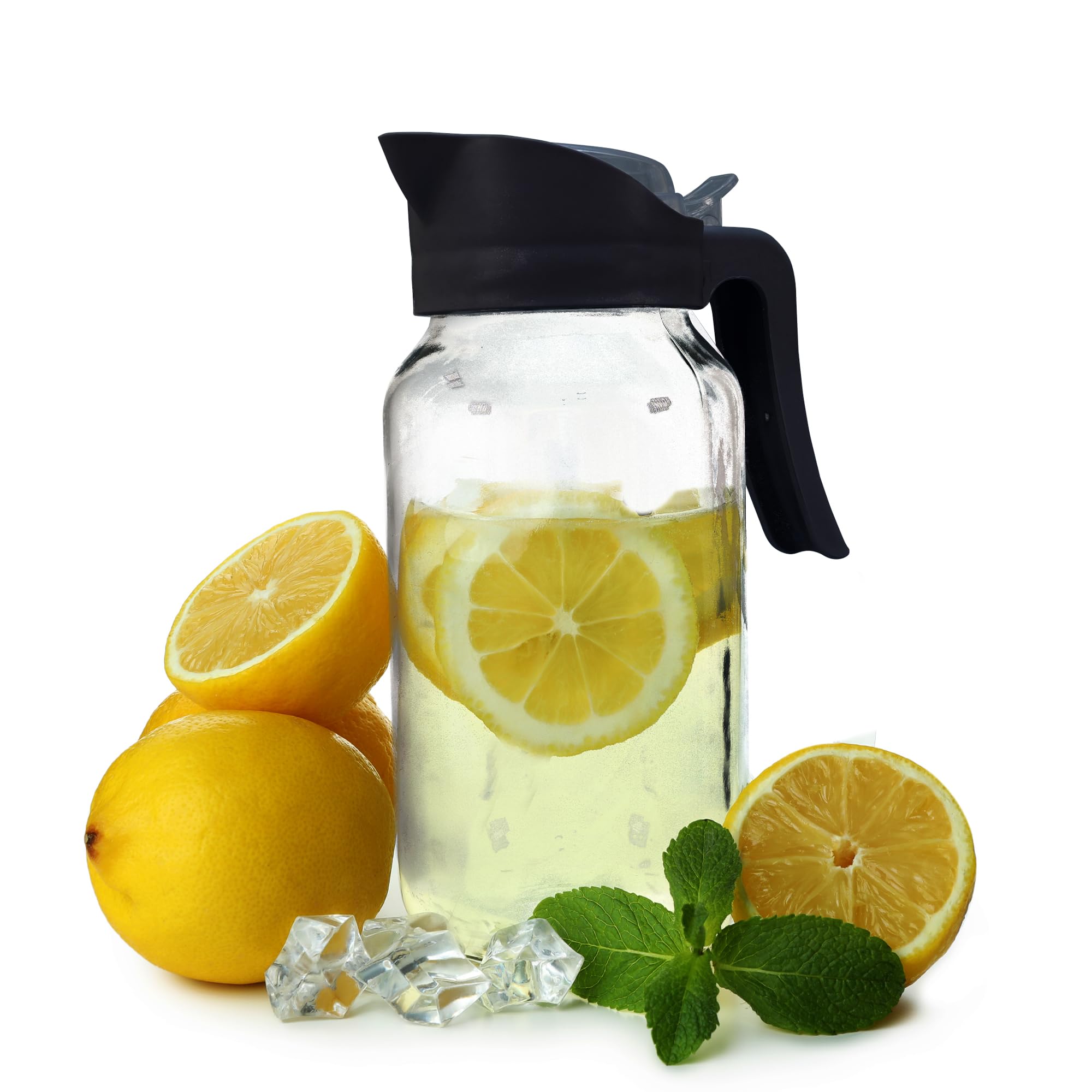 Dery Glass Drinking Water Jug/Pitcher 1500Cc Glass Jug Durable & Lightweight (Grey)