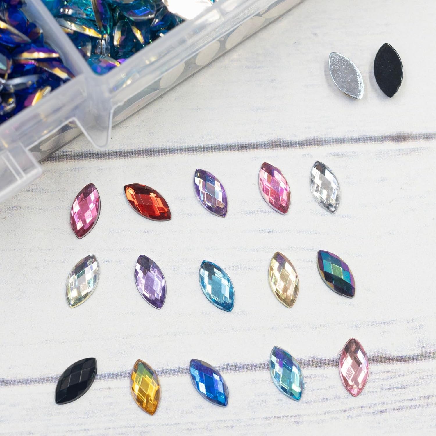Summer-Ray Enchanting Acrylic Cat Eye Rhinestones - 4500-Piece 15-Color Collection in Storage Box