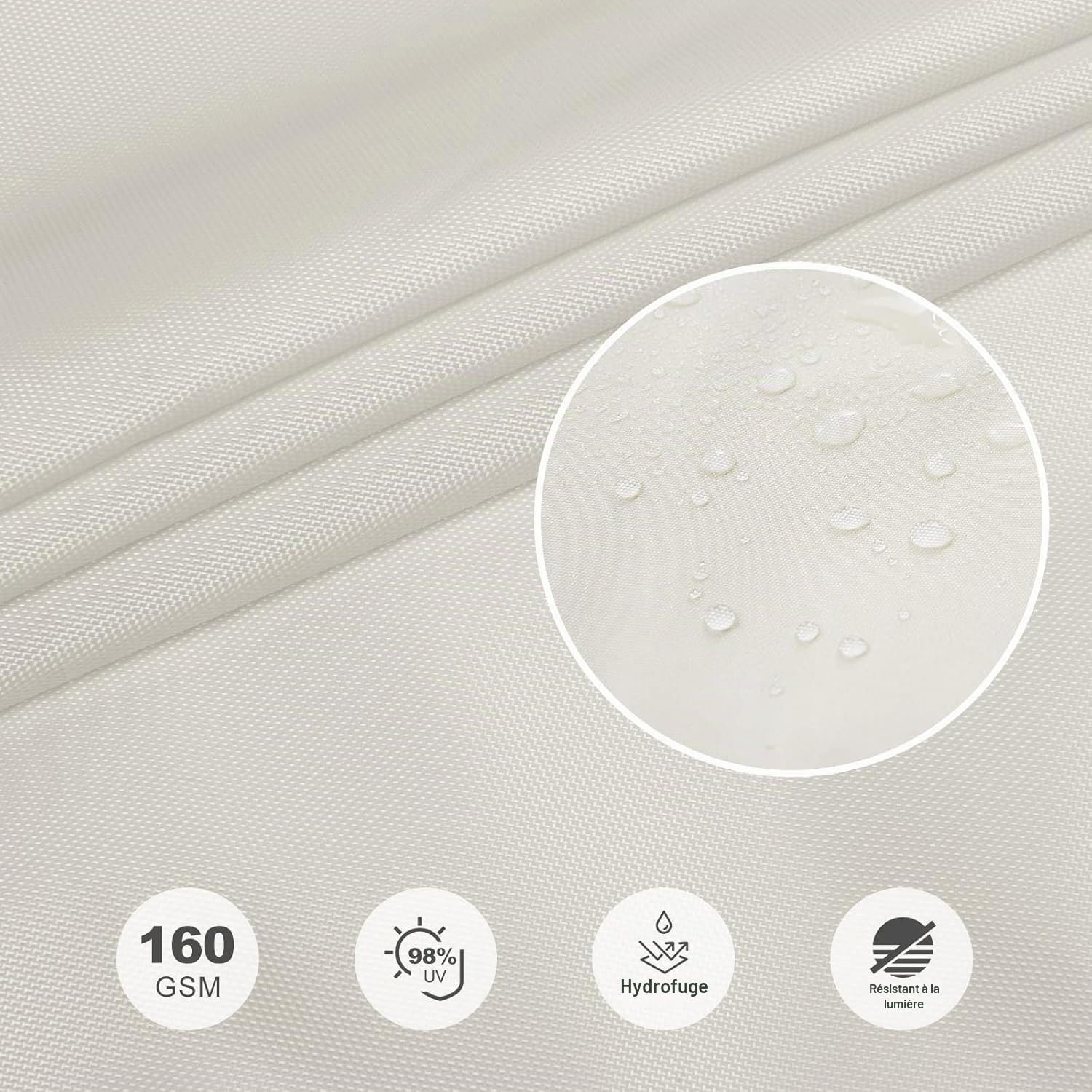 HAIKUS Voile d'ombrage Imperméable Rectangulaire 2x4m, Toile PES Résistant à l'eau, Filet Rectangle 4x2m, Résistant 98% Protection Rayons UV pour Patio Terrasse Extérieur, Crème 2x4