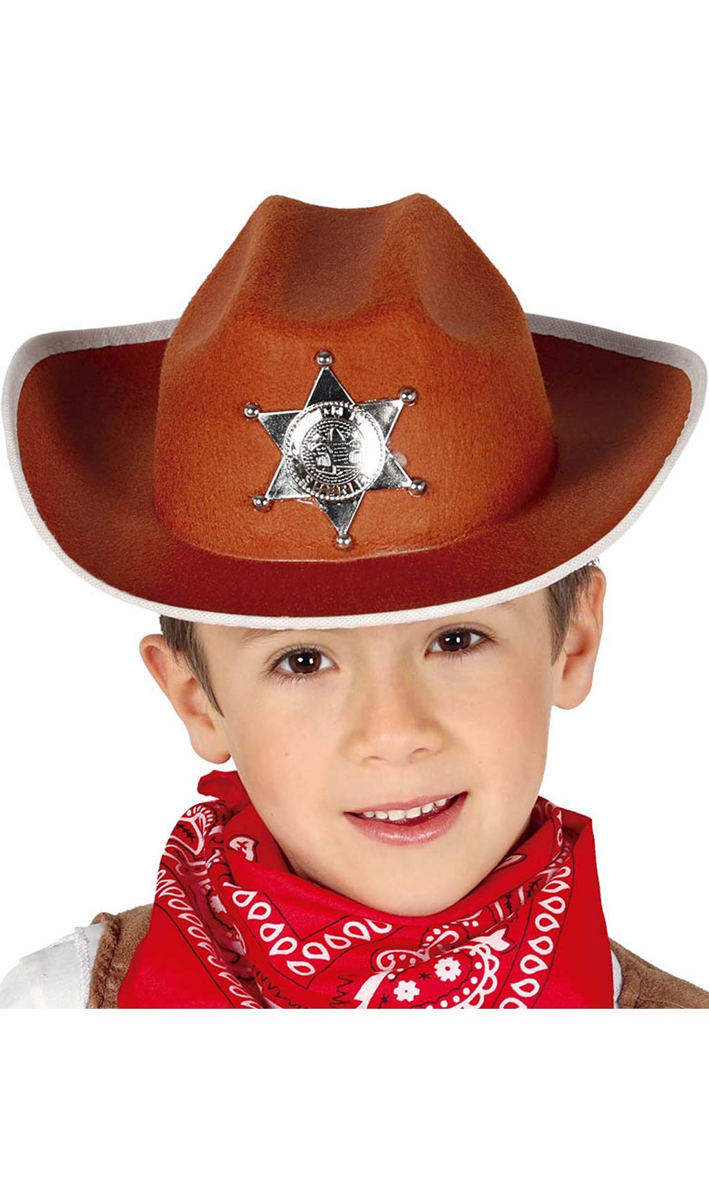 Guirca - Sombrero de Vaquero Sheriff de Fieltro, para niños, Color marrón (13559)