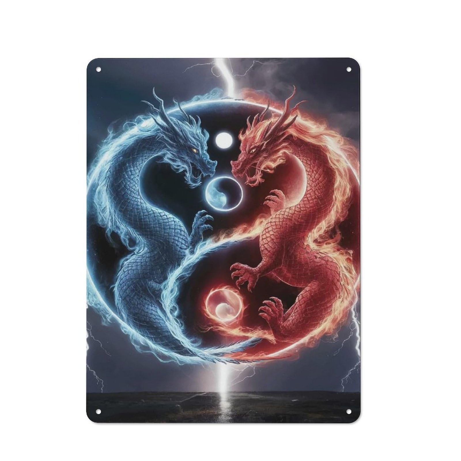 Dragon Yin Yang Retro-style Tin Sign 40x30cm for Living Room Or Hallway, for Home Wall Decor Collectors Refreshing A Room in Autumn