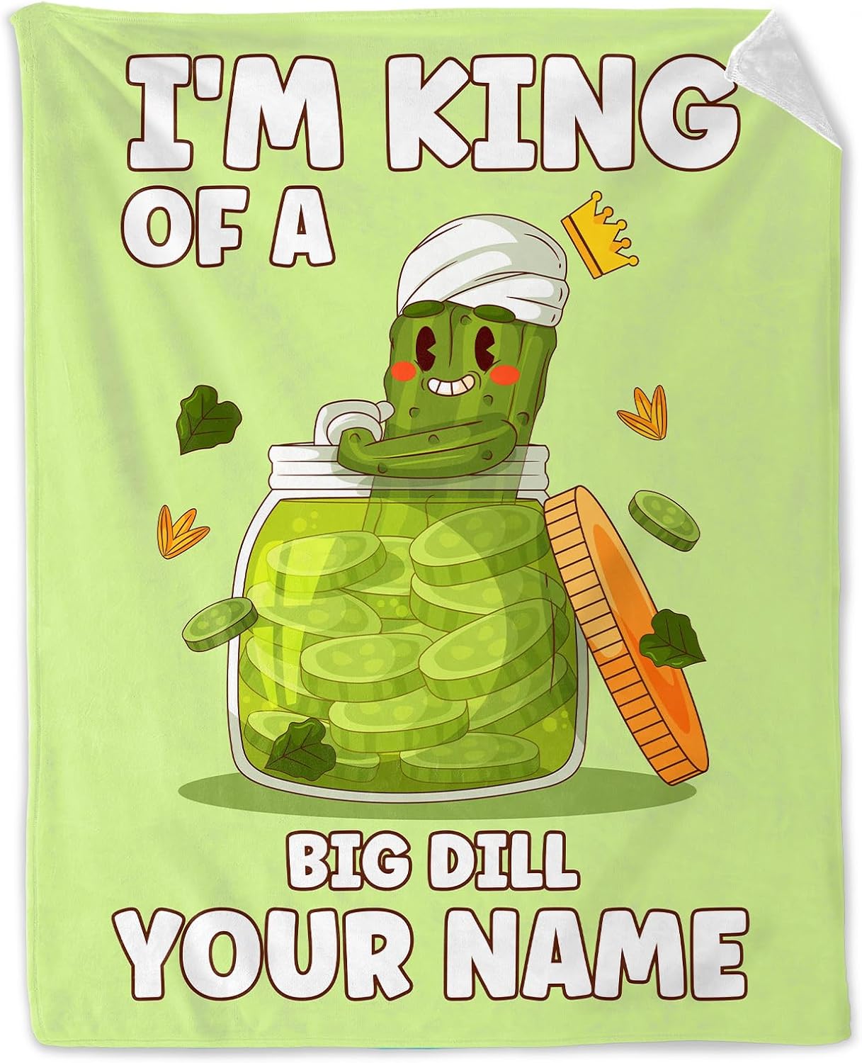Personalized Pickle Blanket for Girls, Boys, Women, Men - Soft, Fluffy - 50x60 Inches Throw Size Blanket for Bed, Couch - Green Funny Cozy Throws Gift with Name