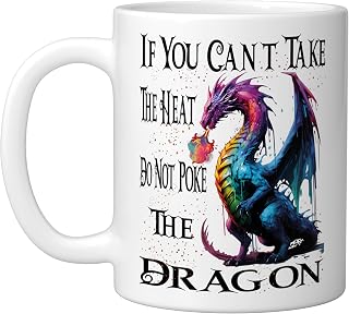 Flying Mythical Creature Cool Dragon Flame-Spewing Dragon Ceramic Mug, White