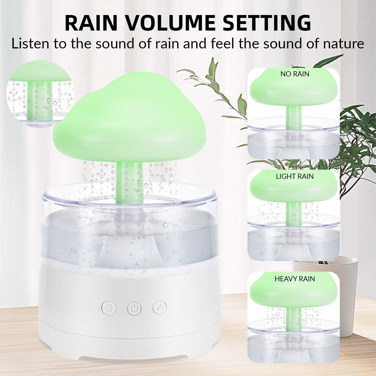 Nuages De Pluie Humidificateur D'air, 3 Modes Pluie/Veilleuse 7 Couleurs | 400 ml, Simuler la Chute de Gouttes de Pluie, Aide à Dormir Et à Se Détendre