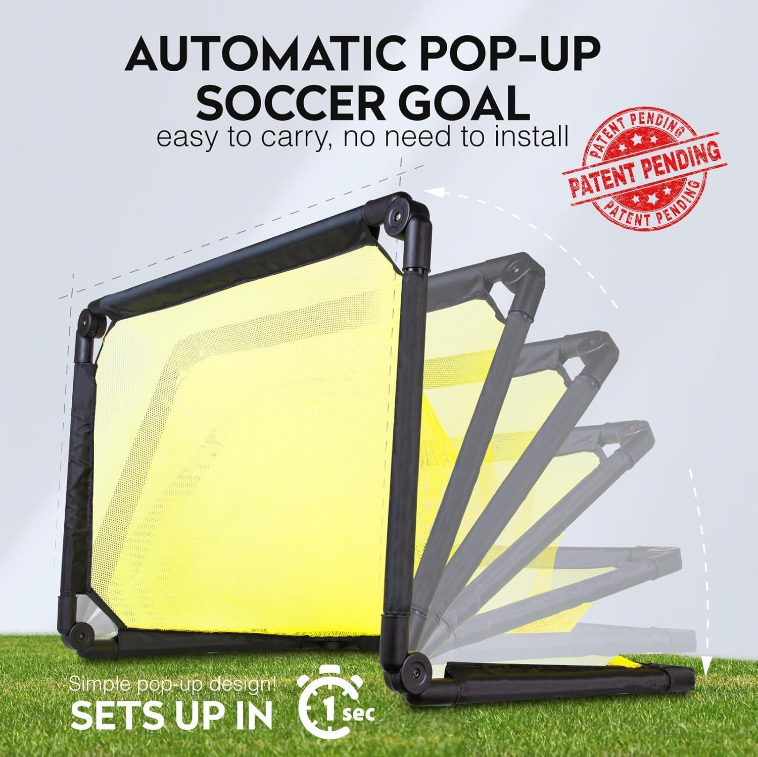 Condition photo showing New/Like New for soccer goal set up in 1 sec - auto pop up, portable & lightweight, 36 × 24 collapsible folding soccer nets for kids and youth outdoor soccer ball training equipment goals