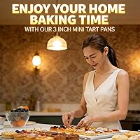 Vista 7 de DATANYA Paquete de 12 Mini Moldes para Tartas con Fondo Extraíble de 3 Pulgadas, Molde Redondo Antiadherente de Acero al Carbono Acanalado