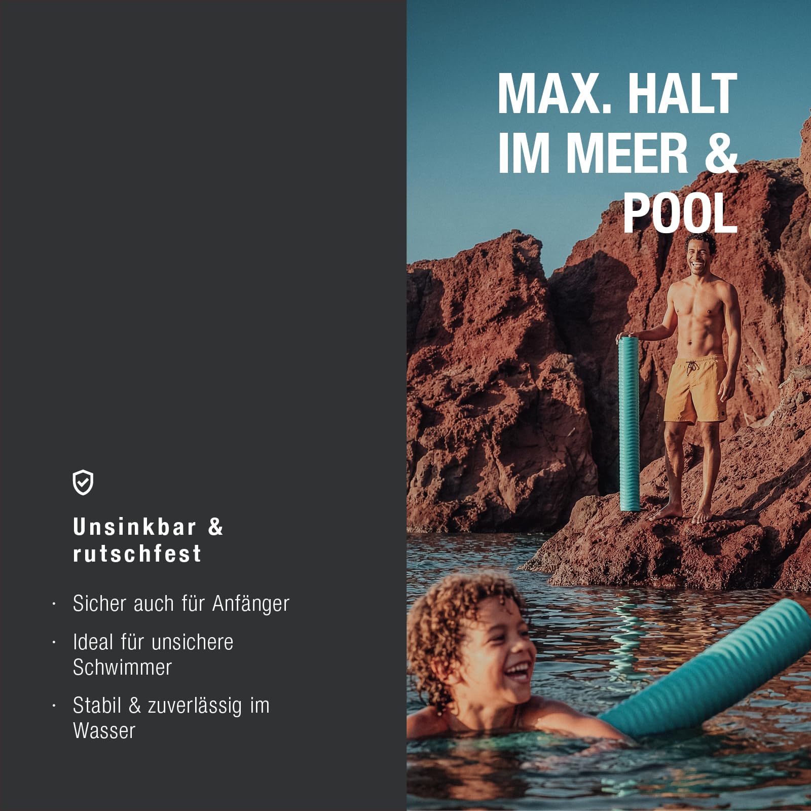 MESLE Premium Schwimmnudel Al Dente 150N hoher Auftrieb – Poolnudel, Wassernudel & Badenudel | Unsinkbar, weich & langlebig | Schwimmhilfe für Erwachsene & Kinder, ideal für Aqua Fitness