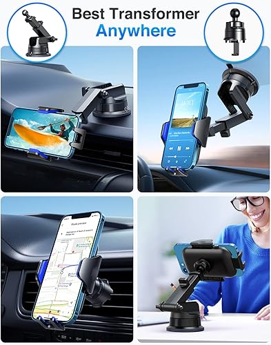 Miniatura 3 de VANMASS Ace - Soporte para teléfono de automóvil mejorado gancho de acero militar y ventosa Soporte para teléfono celular manos libres para