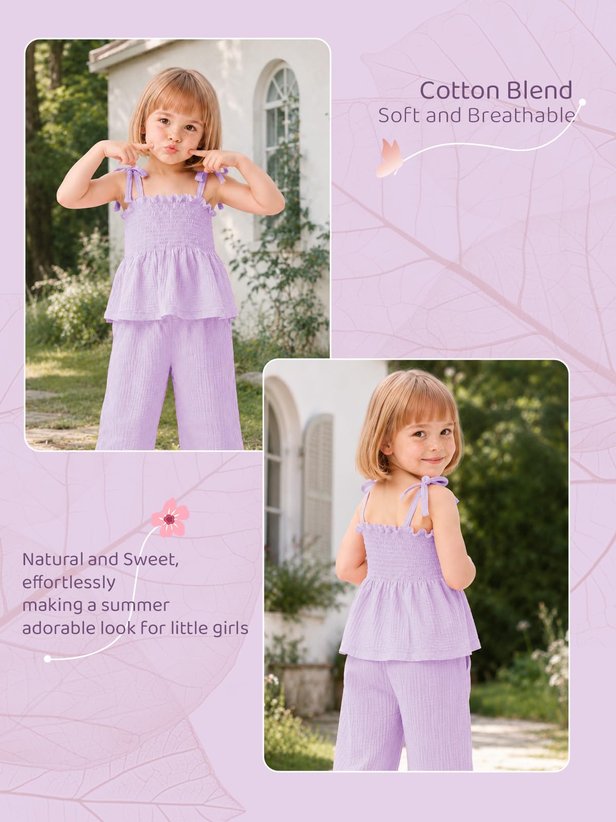 Miipat Vestiti per Bambina Estate Abbigliamento Set Maglietta a Sospensori e Pantaloni 2 Pezzi Set Vestiti per Bambina 6 Mesi-3 Anni