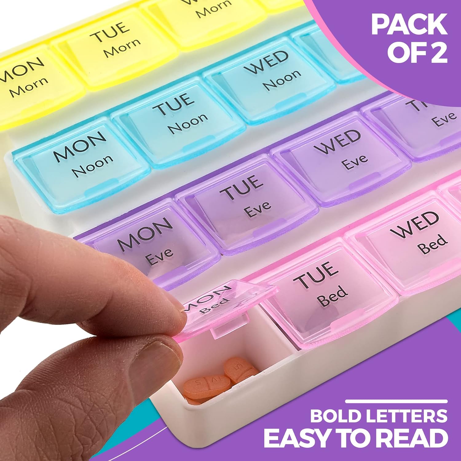 Monthly Pill Organizers (Pack of 2) 28 Day Monthly Pill Planner to
