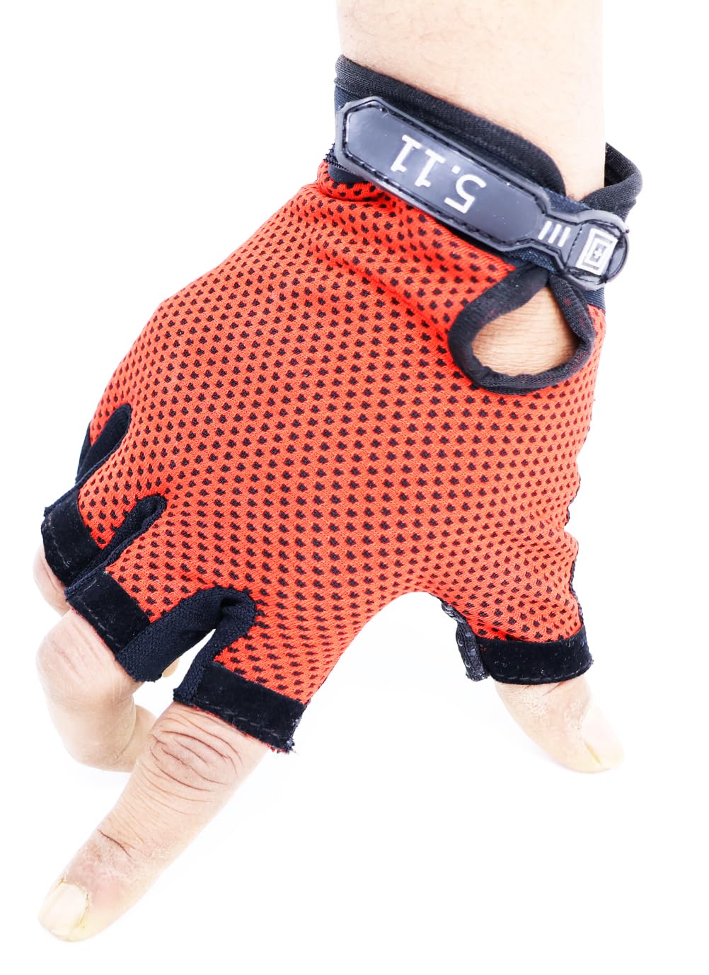 Leopsportz Breathable Cycling Gloves for Men and Women - Half Finger Cycling Gloves | Perfect Bike Riding Gloves | Sports Gym Gloves (Half Finger Red)-image-4