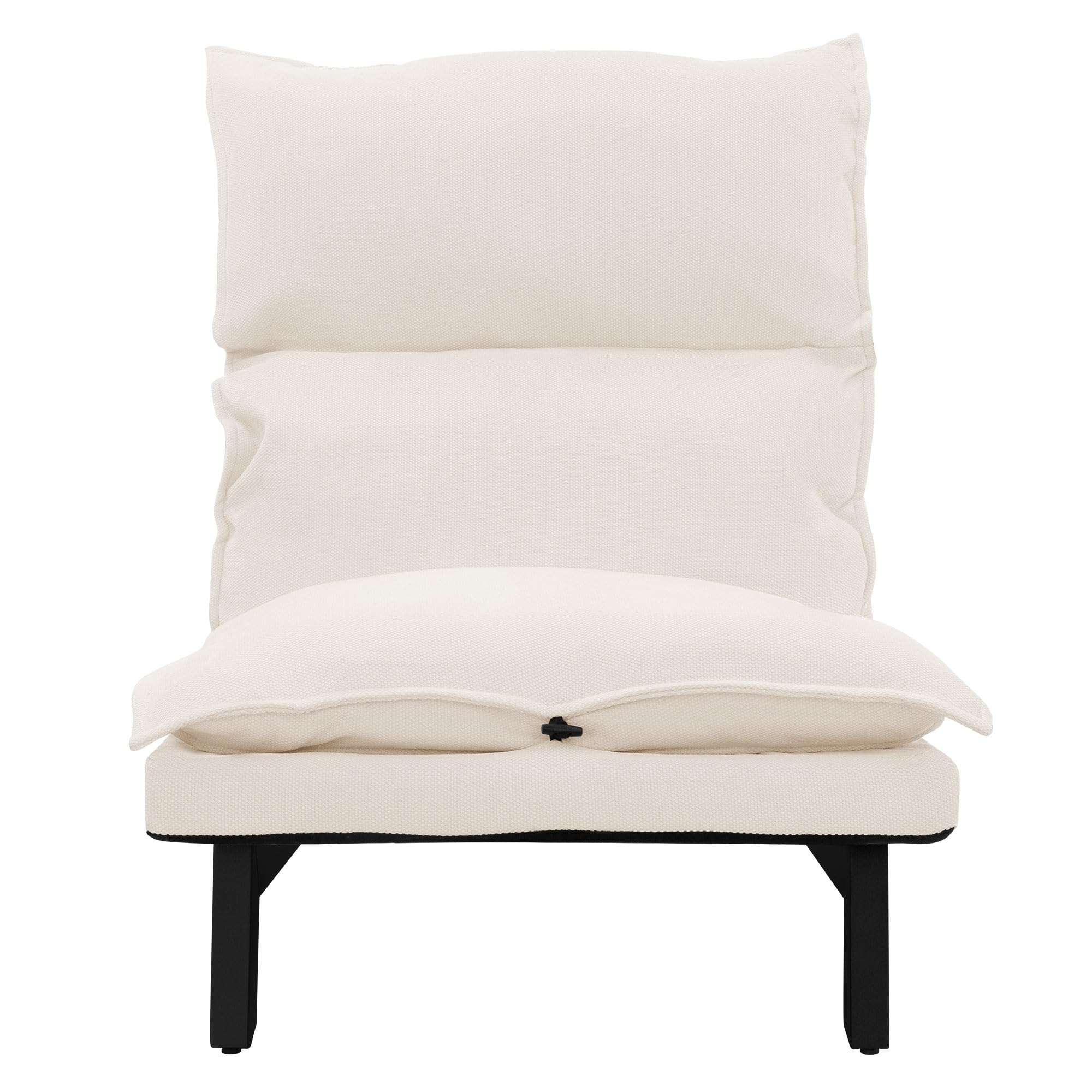 ML-Design Silla de Suelo Beige, Sofá Reclinable para Salón, Asiento Ergonómico con Respaldo Ajustable Cojín Tapizado con Funda de Lino Estructura de Acero Robusta Tumbona para Relajación o Meditación