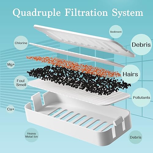 Miniatura 2 de Paquete de 6 fuentes de agua para gatos, filtros cuádruples, filtros de repuesto para fuente automática de mascotas de 100 oz/3 L, dispensador de
