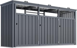 YODOLLA Mülltonnenbox 3er, Mülltonnenverkleidung 3 Tonnen bis 240L, Grau