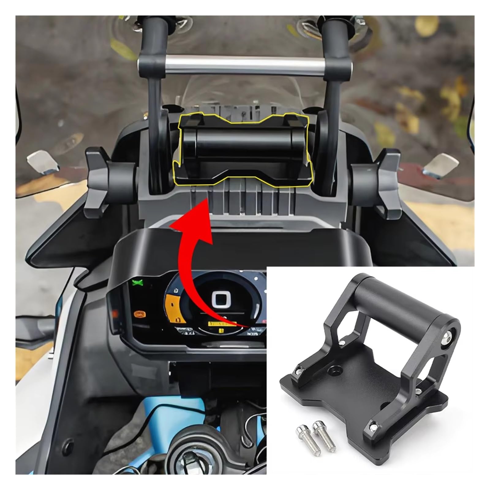 supporto navigazione moto Per CFMoto 450 MT 2024-2025 Barra GPS Supporto Per Cellulare Nero Anteriore Per Moto Smartphone