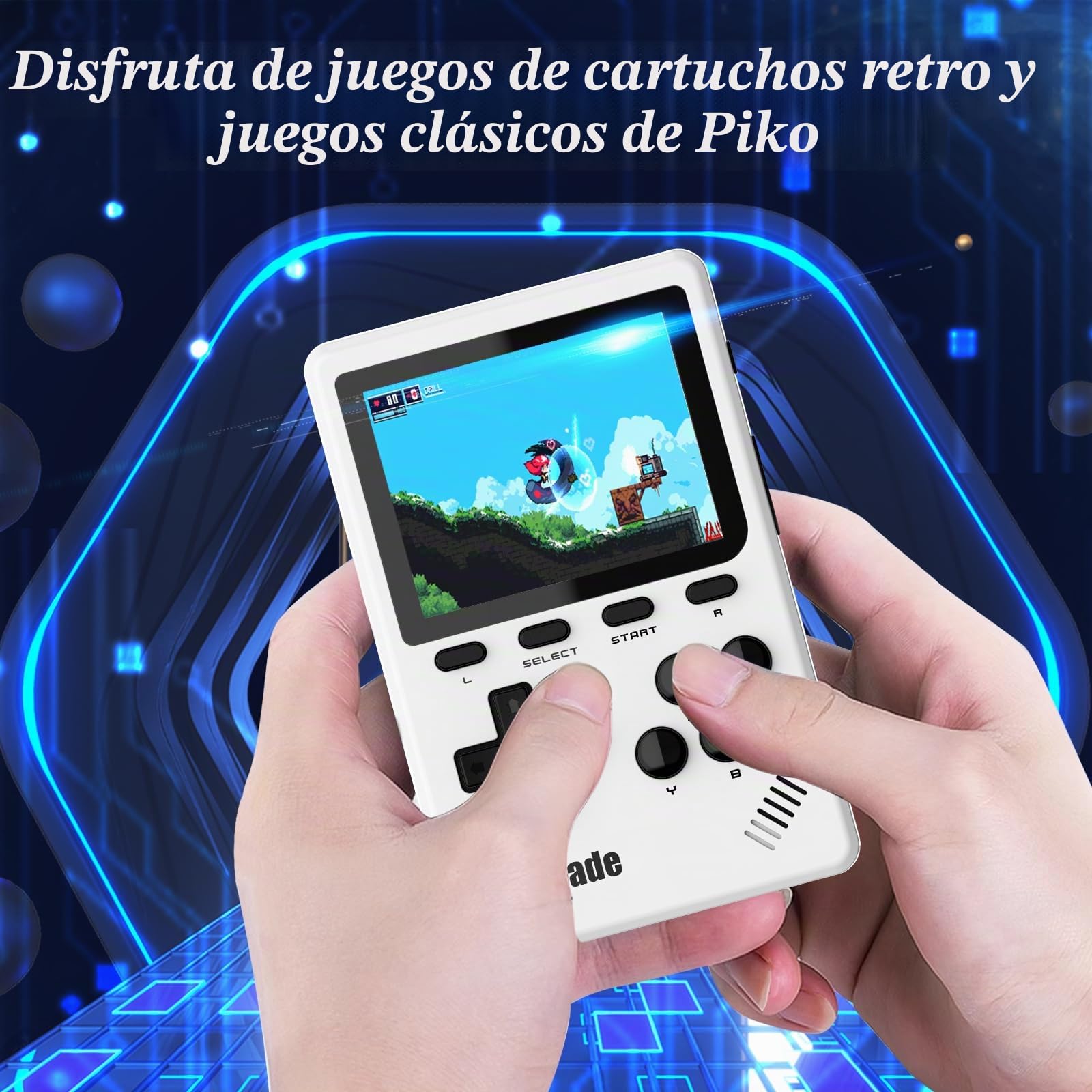 Consola de Videojuegos Portátil Retro, 40 Juegos Retro con Licencia Pico Preinstalados, Compatible con Cartucho PIKO/GBA - Blanco