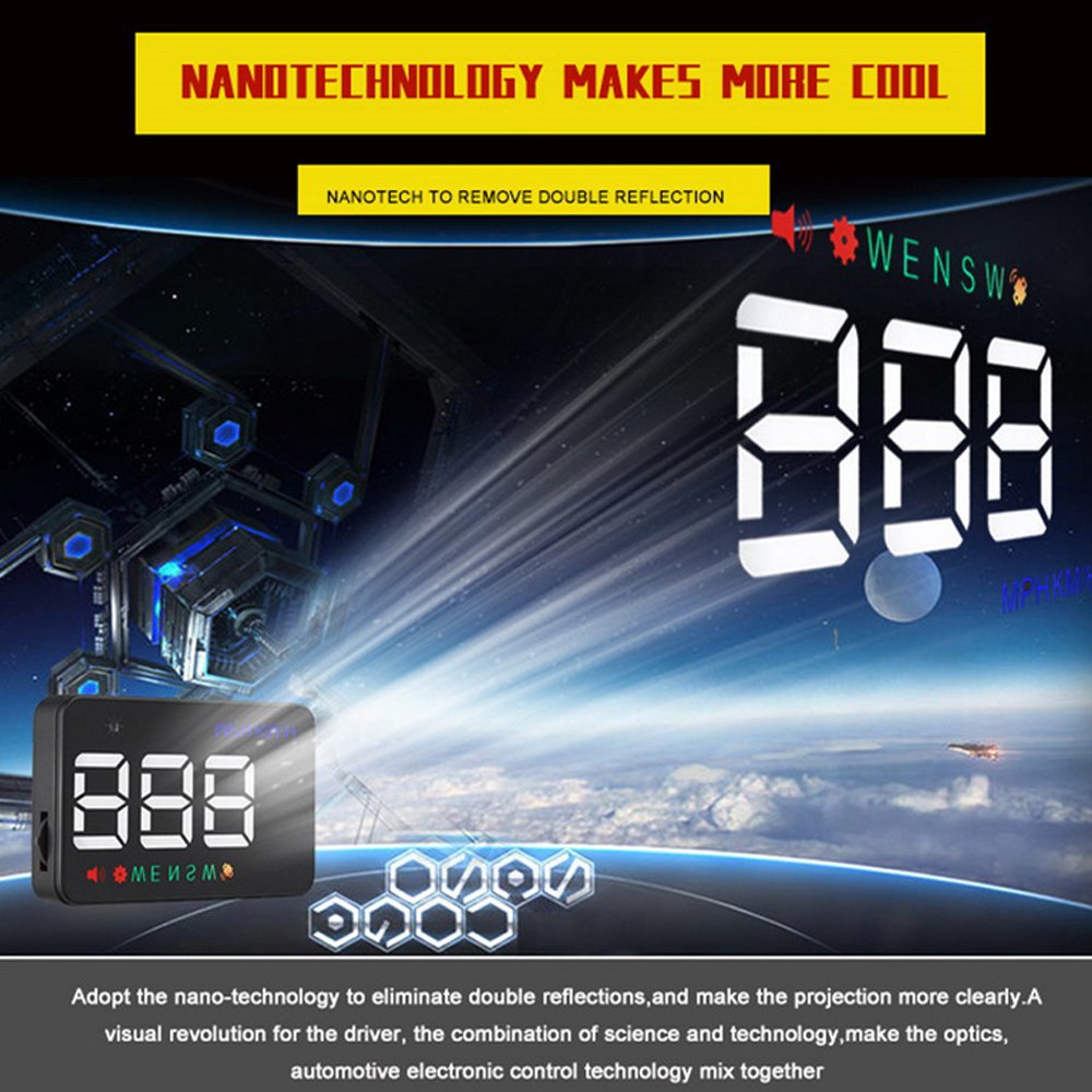 PolarLander Head Up Display HUD Proiettore di velocità per Auto sul Parabrezza HUD Display Car-Styling Tachimetro Digitale Universale per Auto