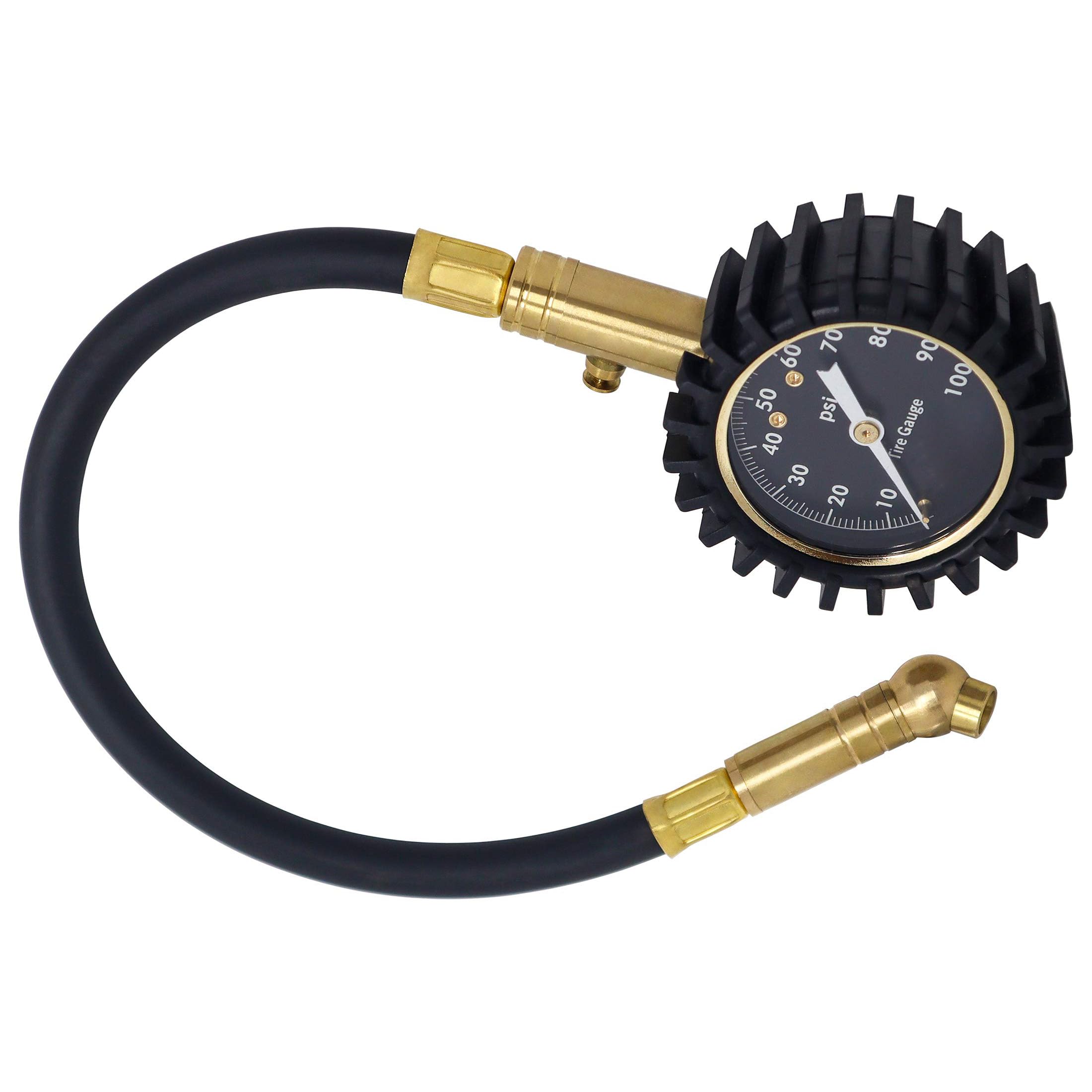 100 PSI Brass ElitePro Tire Pressure Gauge Professional Accuracy