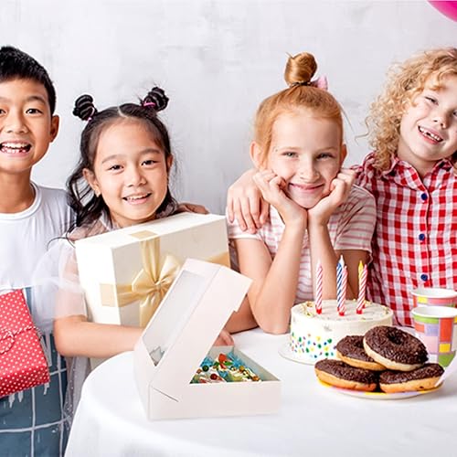 Miniatura 7 de Cajas para galletas, cajas de panadería blancas de 14 x 10 x 2.5 pulgadas con ventana, cajas de dulces de despliegue automático, cajas de pastelería