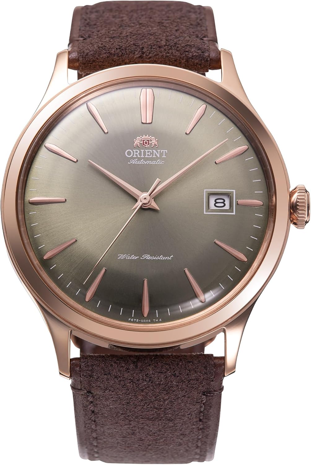 Orient Classic Bambino V4 Male Automatic Hand Winding Wristwatch - Mechanical Casual Leather Brown Band Stainless Steel Case Analog Brown Dial - RA-AC0P04Y
