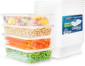 Caterserve Takeaway Plastic Containers With lids - Microwave and Dishwasher safe - Ideal for Food storage and Meal Prep - BPA free,recyclable,reusable 500cc 10 Pack