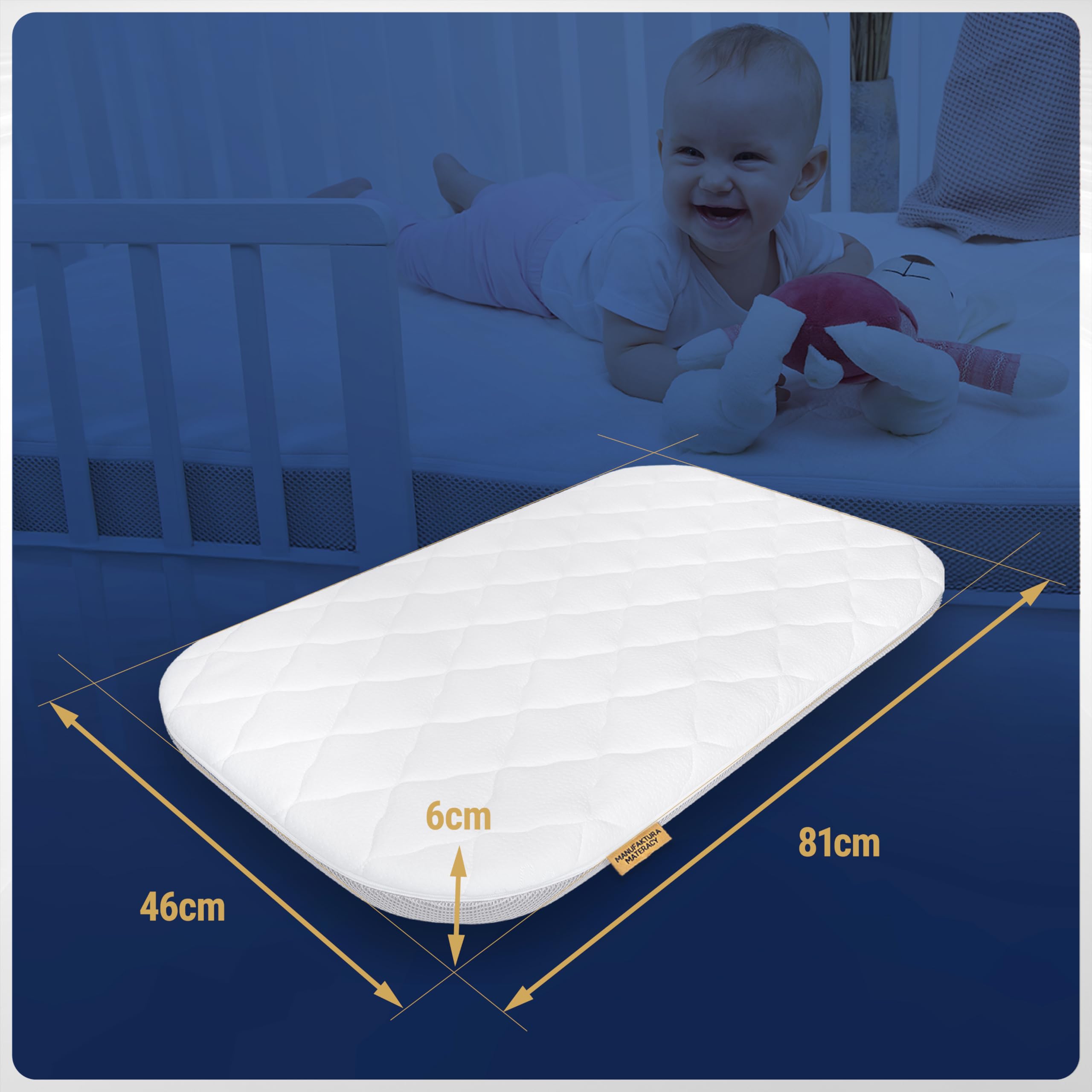 Baby Matratze Kompatibel mit Kinderkraft Neste up 2, Maxi Cosi Iora Air, Graco Sweet2Sleep, Lionelo Thomi Plus 81x46 cm für Beistellbett für Kinderbett Kindermatratze für Stubenwagen und Wiege