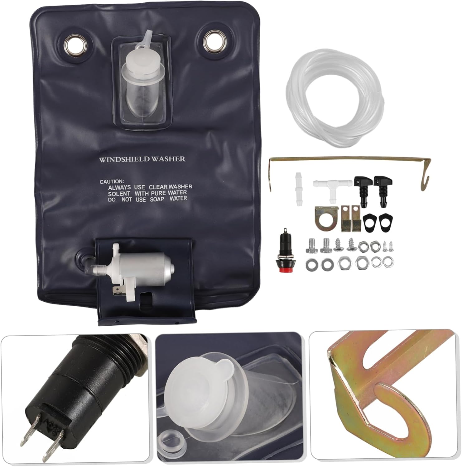 Gatuida Windshield Washer Pump Hose Kit Replacement for Automotive Windshield Cleaning Easy to Install Includes Nozzle and Attachments Compact Design for Convenient Use