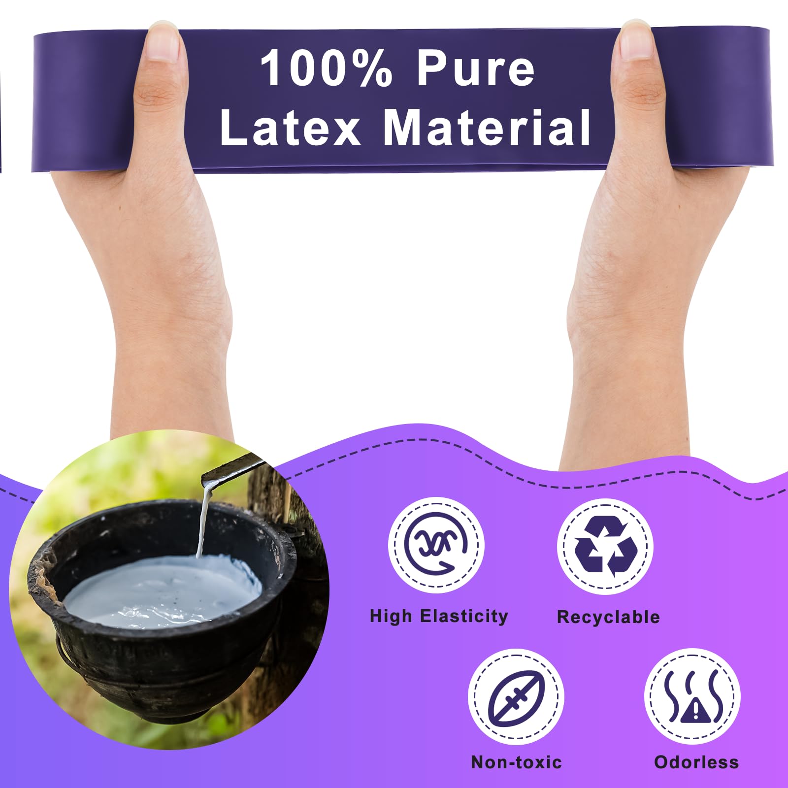 Elastici Fitness, 15-100LB Elastici Palestra, 100% Lattice Elastico Fitness, Elastico Palestra Pilates Yoga Powerlifting Crossfit Uomini Donne