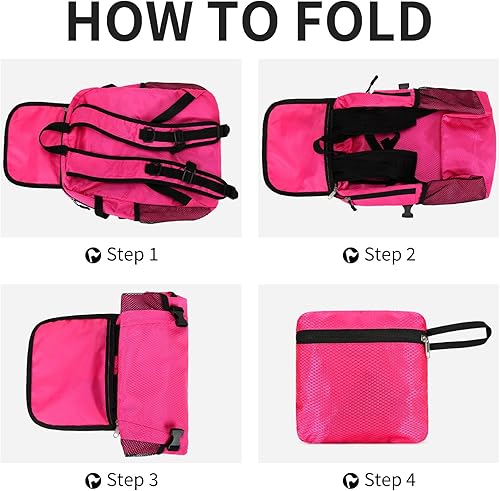 Miniatura 4 de Mochila de senderismo pequeña, mochila de senderismo impermeable de 15 litros, plegable, ligera, mochila de viaje para mujeres y hombres, Rosado,