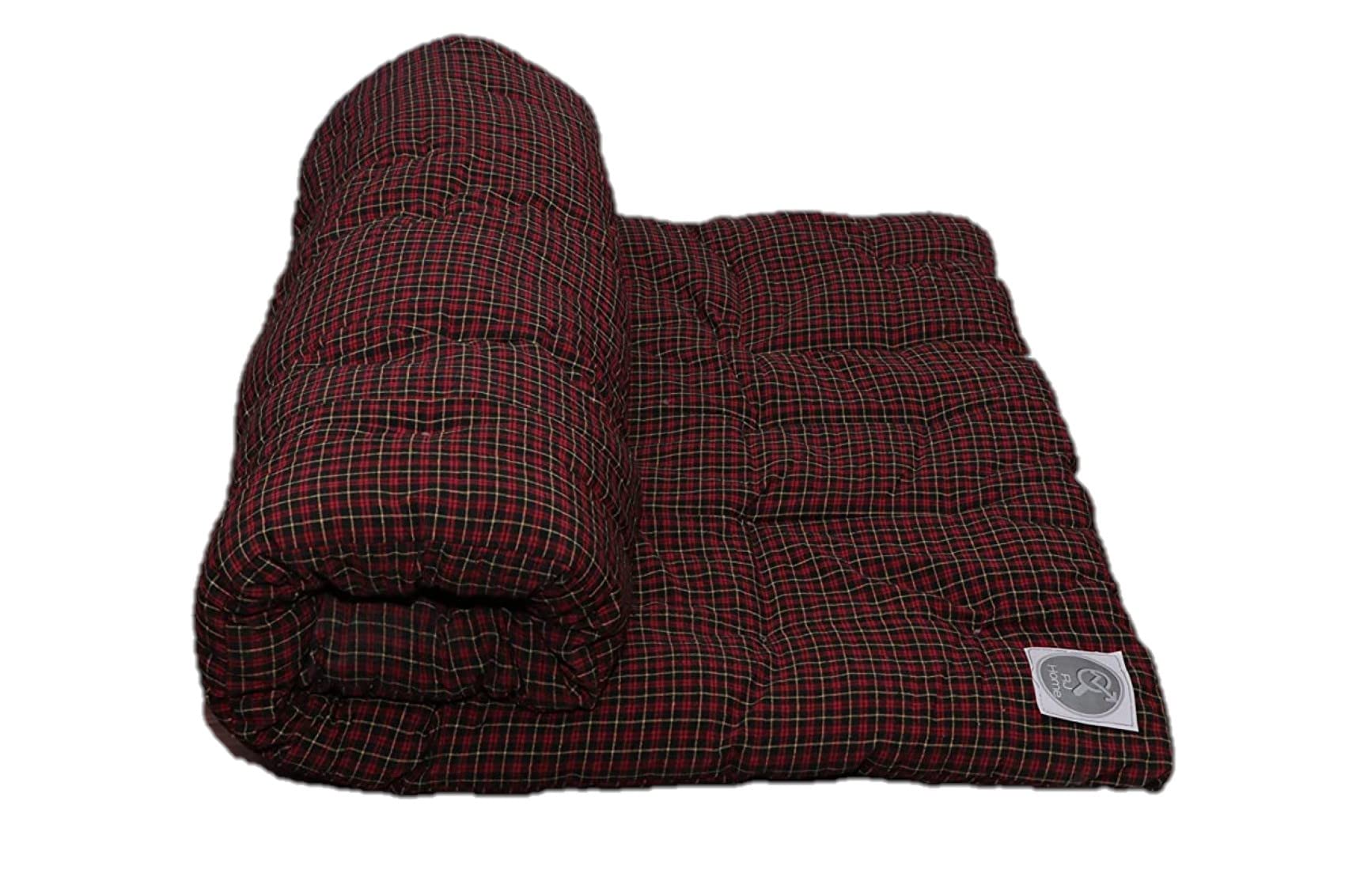 RJ HOME Cotton Mattress Soft Cotton Filled Multi Colored Single Bed Cotton Mattress/Gadda Check Pattern (4 x 6 ft or 47 x 72 Inch)