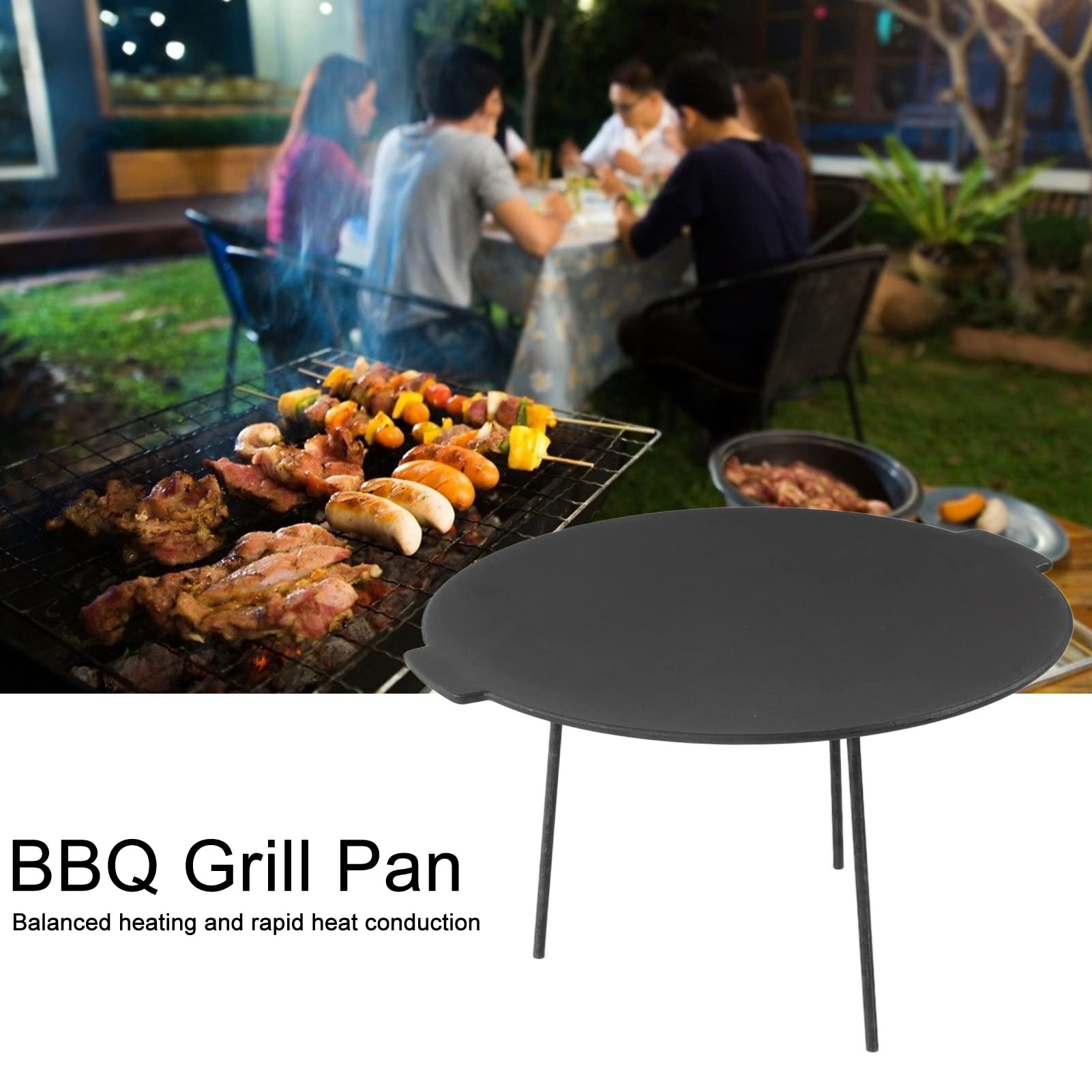 Patelnia Grillowa BBQ Nieprzywierająca, Trwała z żeliwa 47,5 X 44