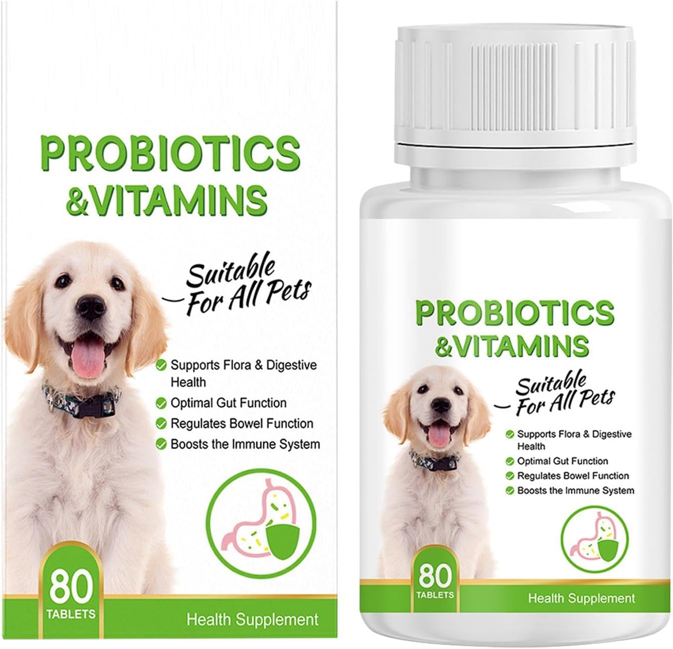 Bvizyelck Dog Probiotic Supplements,Nutritional Dog Supplements Pet Health Supplement Probiotic | Digestive Support Supplement for Small, Medium and Large Dogs
