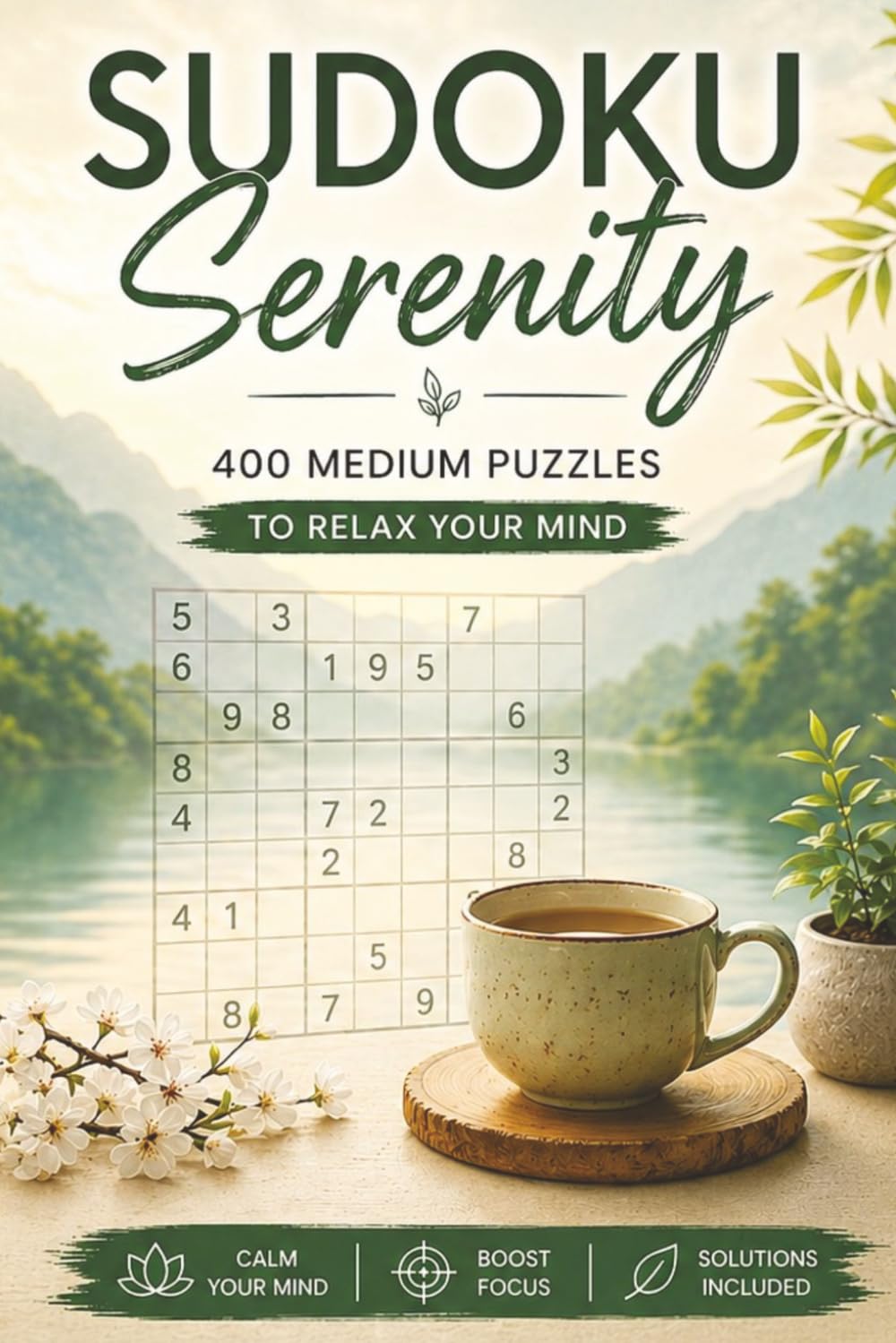 Sudoku Serenity: 400 Relaxing Puzzles for Calm, Focus & Mental Clarity with Complete Solutions Included