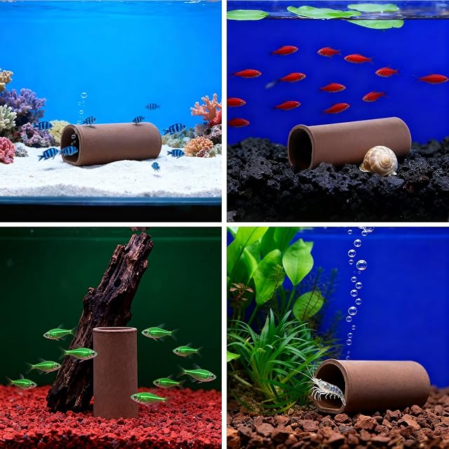Foto 7 de 7 de LIULINY 2 Piezas 11x4cm Escondite de Cerámica para Acuario AcuarioCueva