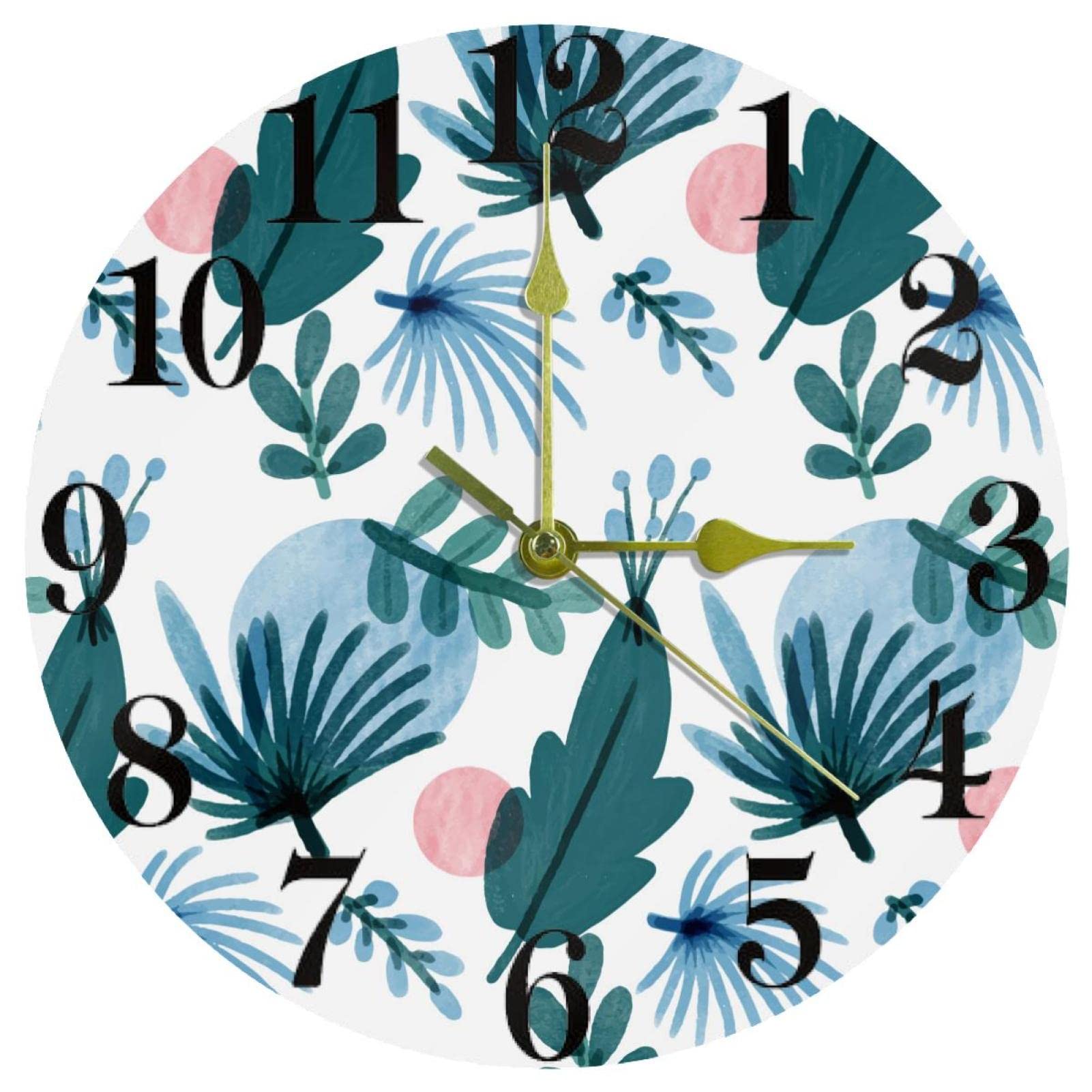 Horloge murale pour maison et cuisine au design floral apaisant