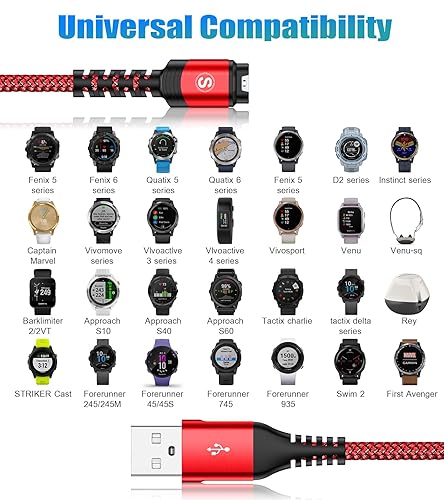 Miniatura 6 de Garmin Cable de carga de reloj de 4 pies compatible con Garmin Fenix 5 5S 5X 6 6S 6X Plus Pro 7 7S 7X, Forerunner 945 45 45S 245 Music, Approach S10