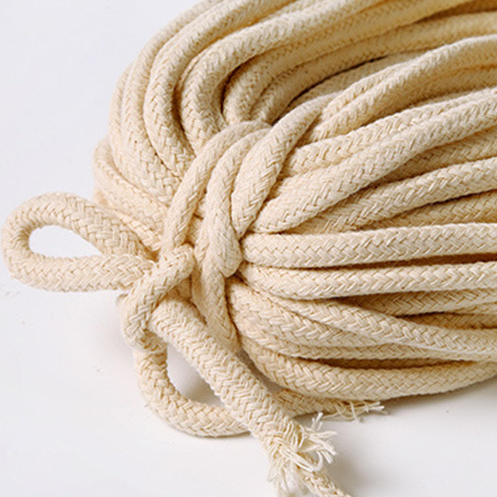 3 Paquetes de Cuerda de macramé de 3/4/5/6 mm, cordón de macramé de algodón Natural, Cuerda de algodón hilada con núcleo Suave Trenzado de 16 hebras para Colgar en la Pared,Beige-6mm~300m