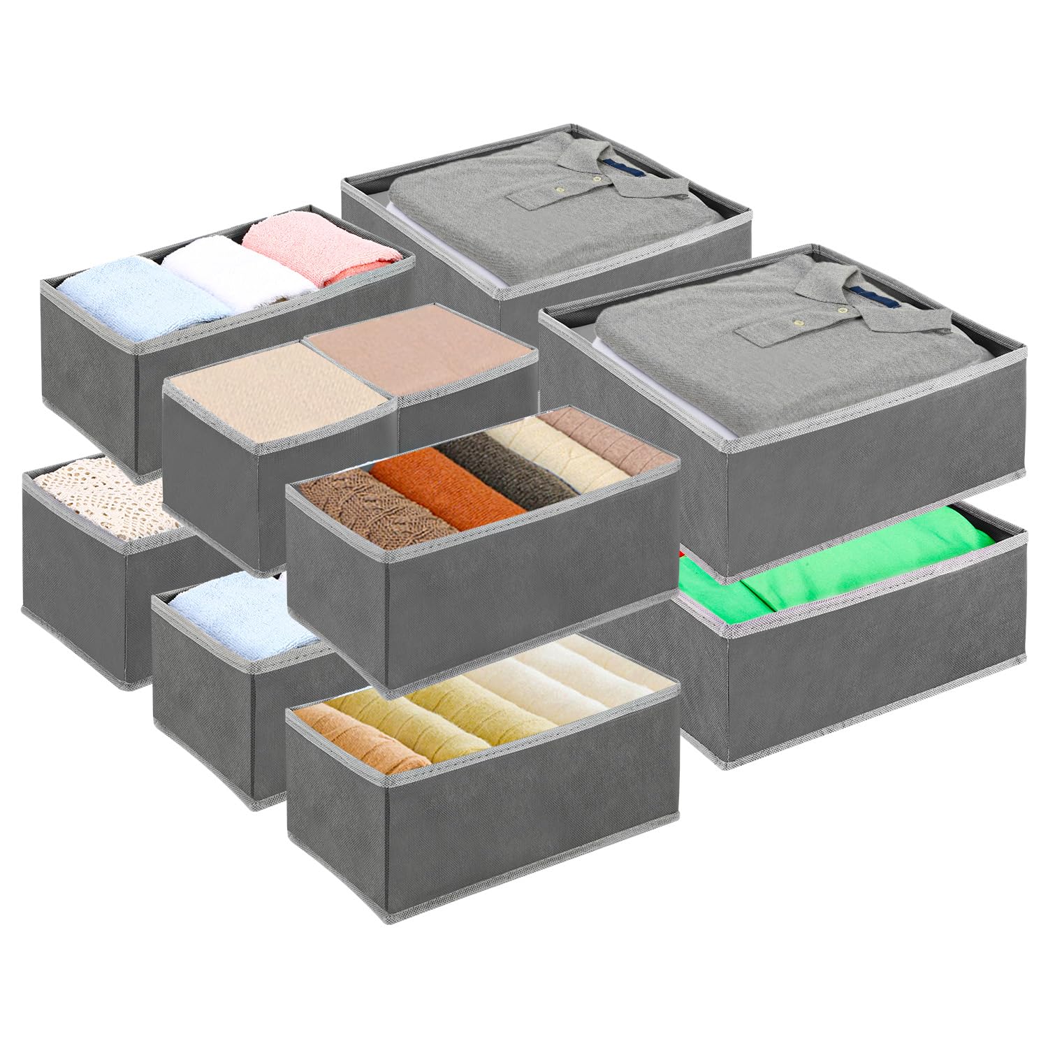 12 organizadores de armario, caja de almacenamiento plegable lavable, cajón divisor de tela, apto para sujetadores, calcetines, corbatas