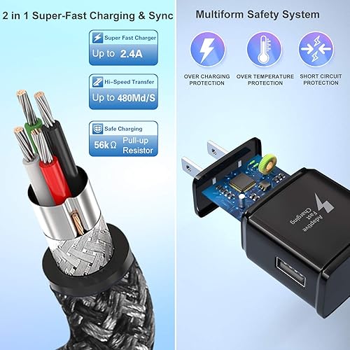 Miniatura 3 de Eversame - Cargador de pared USB C con cable, bloque de carga rápida tipo C de 10 pies + cable USB C de 6 pies compatible con Samsung Galaxy